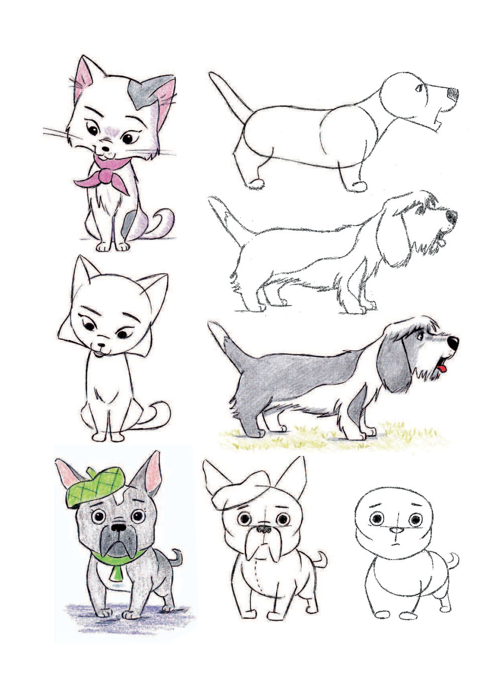Нарисовать кошку и собаку