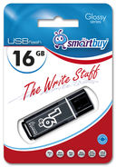 USB Flash Drive 16Gb SmartBuy Glossy series (Black) — фото, картинка — 1